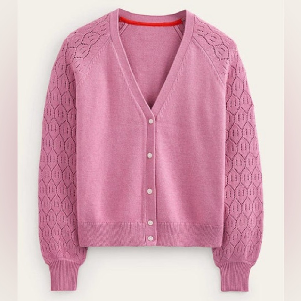 Boden Pointelle Sleeve Cardigan, Wool, Cotton & Cashmere blend - Picture 15 of 16